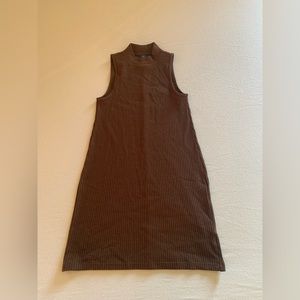 Sleeveless Mock-Neck Rib Knit Mini Shift Dress